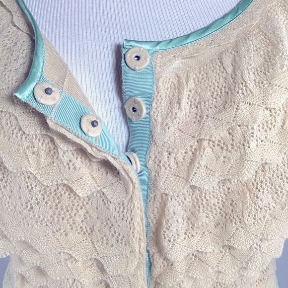 Rare Anthropologie COQUETTE RUFFLED knitted and knotted top 100% silk & wool - Picture 4 of 7